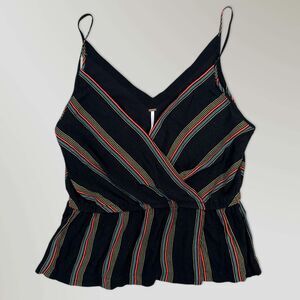Free People Cantina Top Psychedelic Summer Striped Ruffle Boho Camisole Size Med